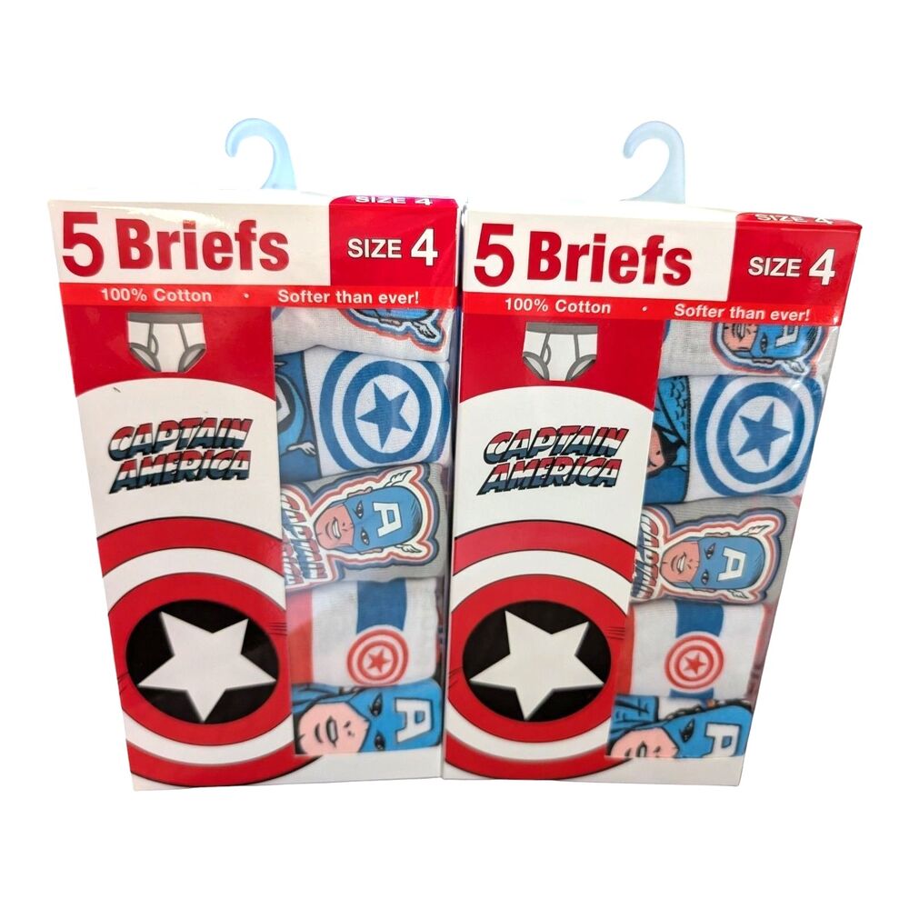 2X Marvel AVENGERS Boy’s Size 4 Cotton Briefs Underwear 5 Pack Assorted New